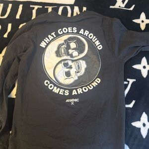 Black Long Sleeve Shirt with Skull Graphic